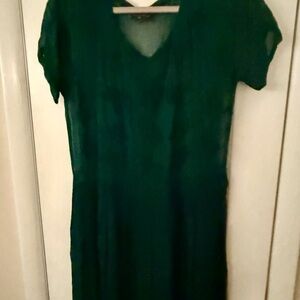 NOSTALGIA green lace over slip dress, M